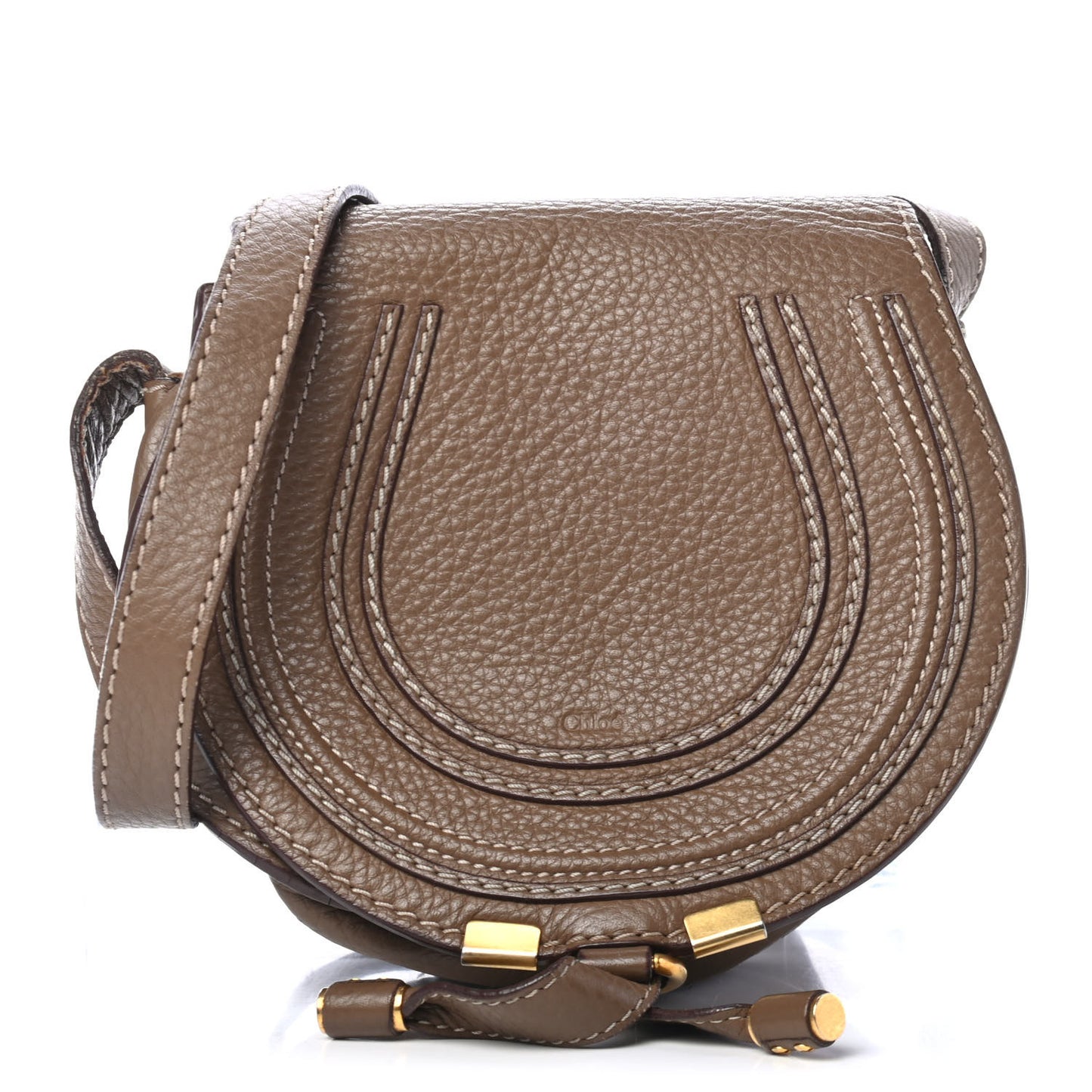 Calfskin Mini Marcie Round Crossbody Bag Nut