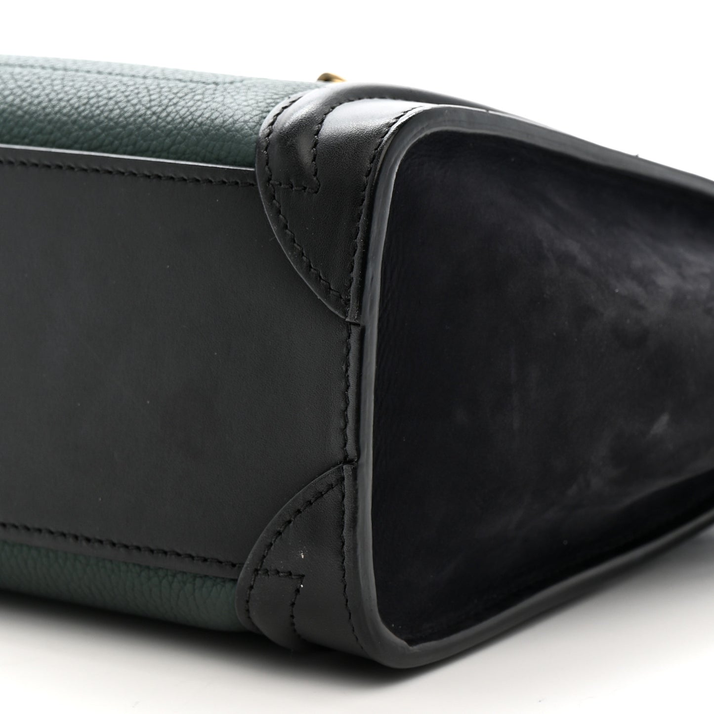 Grained Baby Calfskin Nubuck Nano Bi-Color Luggage Dark Green Navy