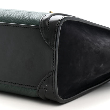 Celine Grained Baby Calfskin Nubuck Nano Bi-Color Luggage Dark Green Navy 10 of 14