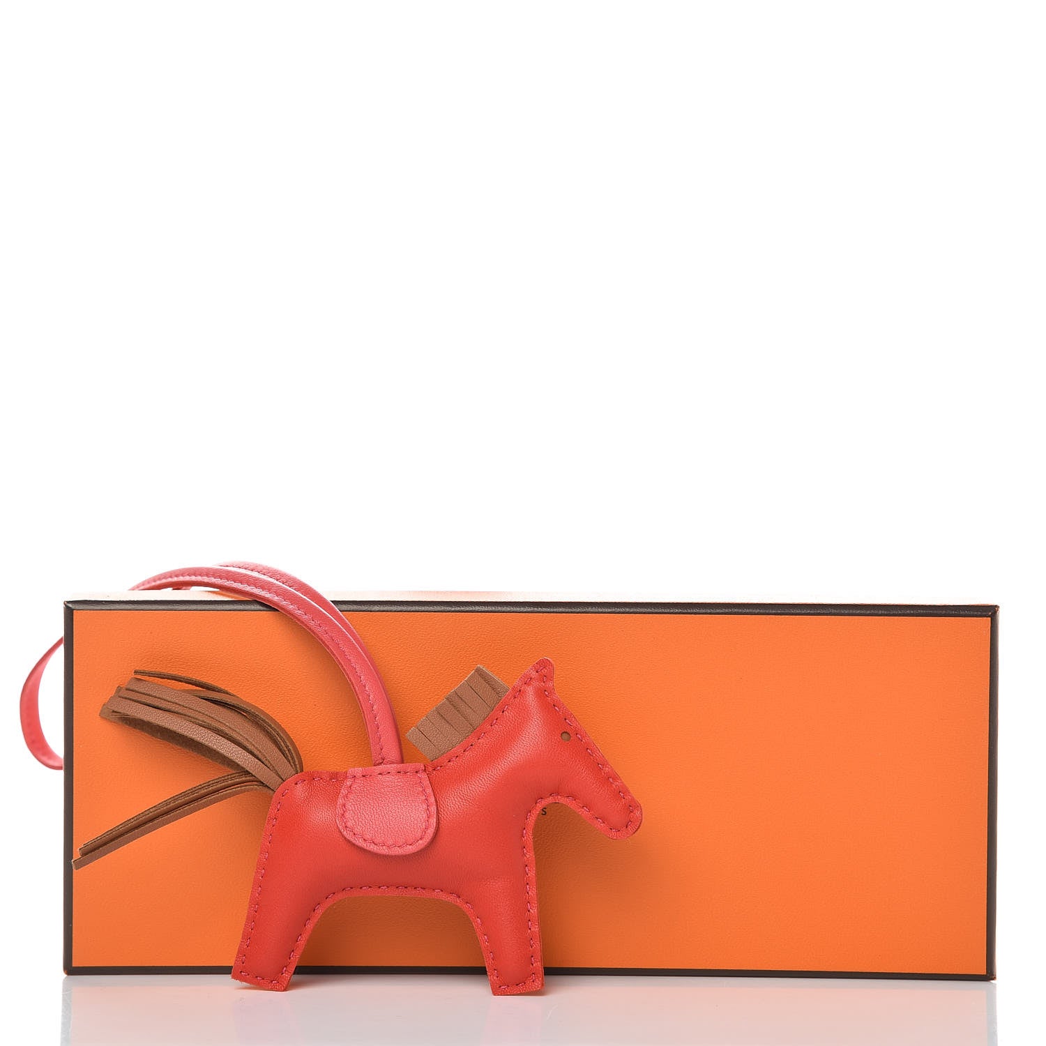 Hermes Milo Lambskin Grigri Rodeo Horse Bag Charm PM Rouge Indien Gold Bougainvillea 4 of 4