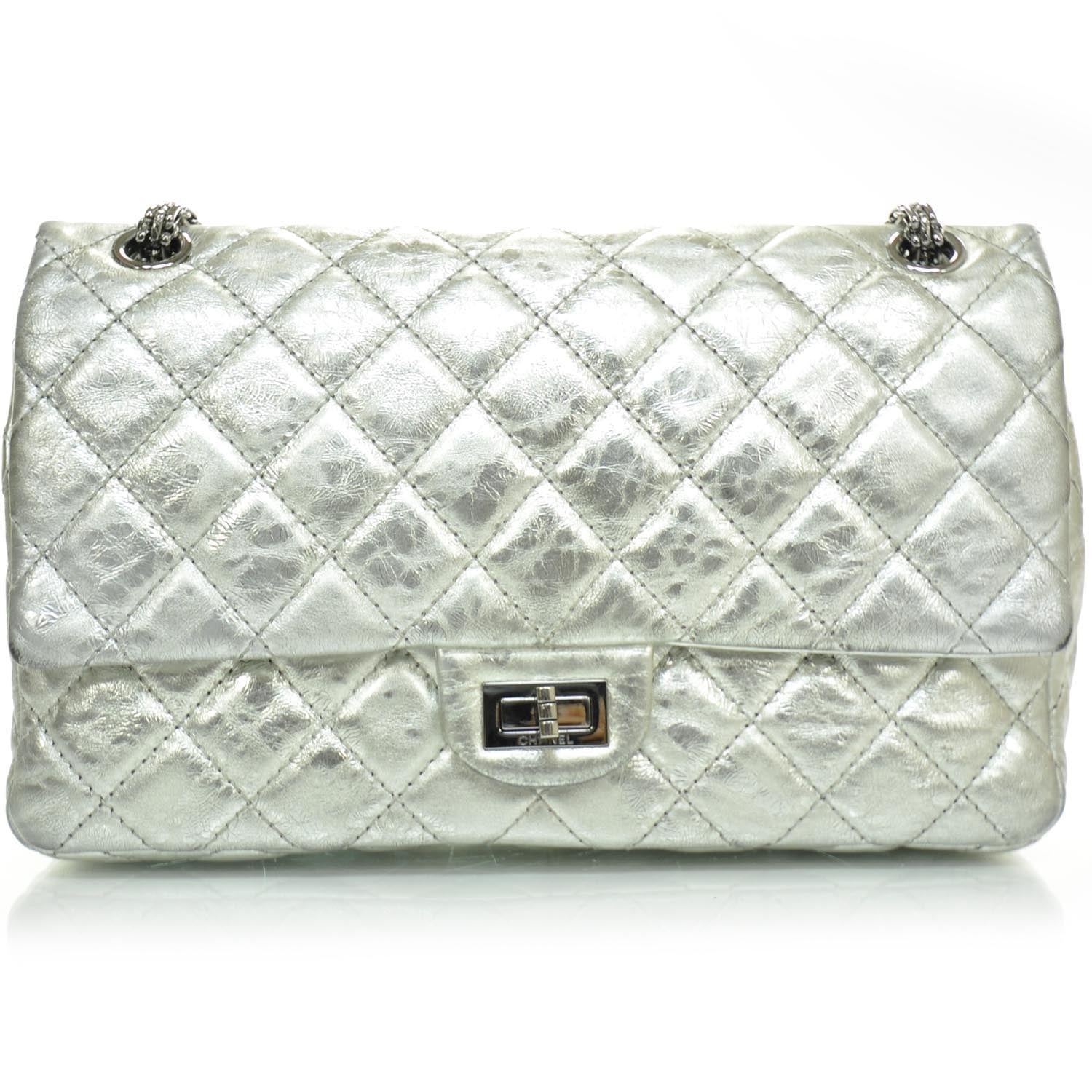 Chanel Distressed Leather 2.55 Reissue 226 Flap Silver 1 of 9