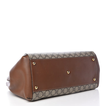 Gucci GG Supreme Monogram Moon Calfskin Top Handle Tote Bag Beige Ebony Tuscany 4 of 18
