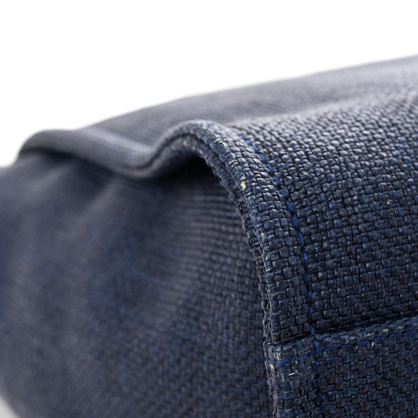 Woven Straw Raffia Medium Deauville Tote Navy