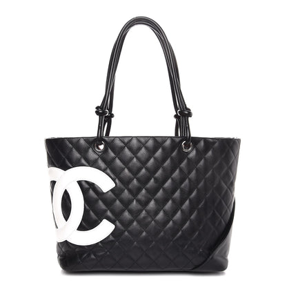 Chanel Calfskin Quilted Large Cambon Tote Black White 1 of 8