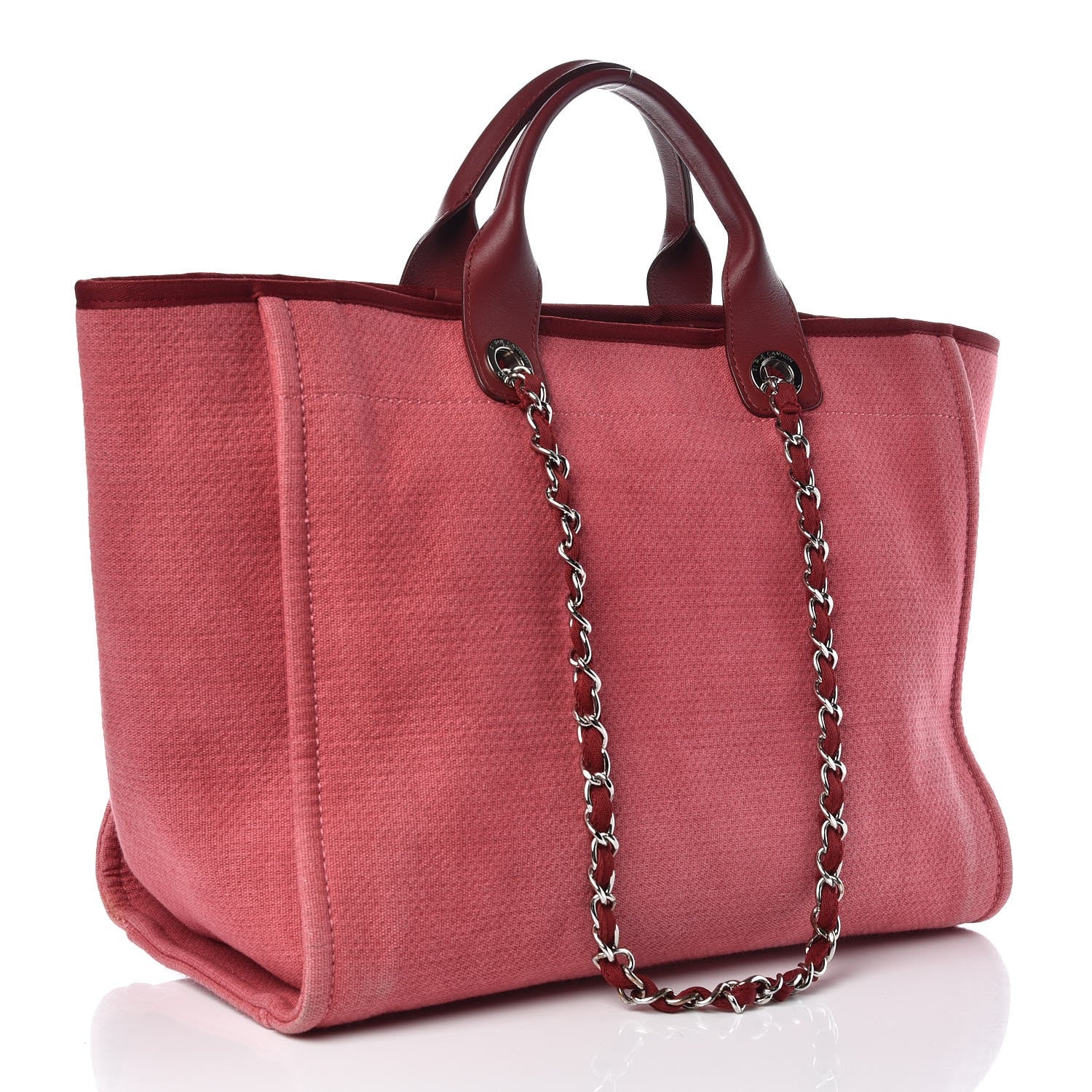 Chanel Canvas Large Deauville Tote Red 3 of 14