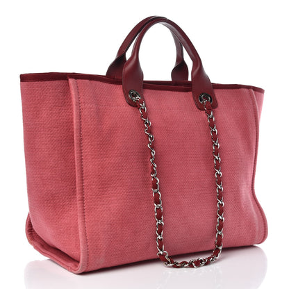 Chanel Canvas Large Deauville Tote Red 3 of 14