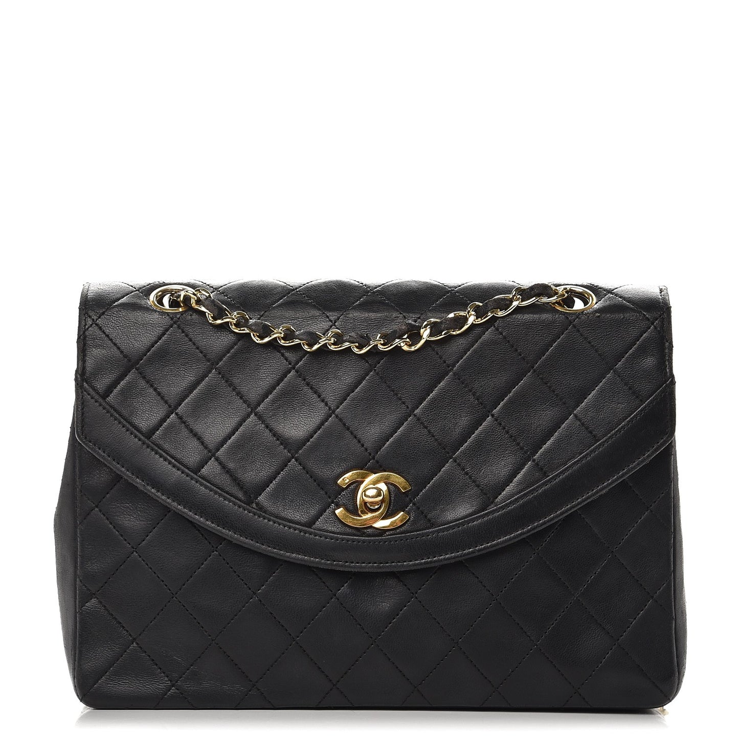 Lambskin Quilted Medium Single Flap Black