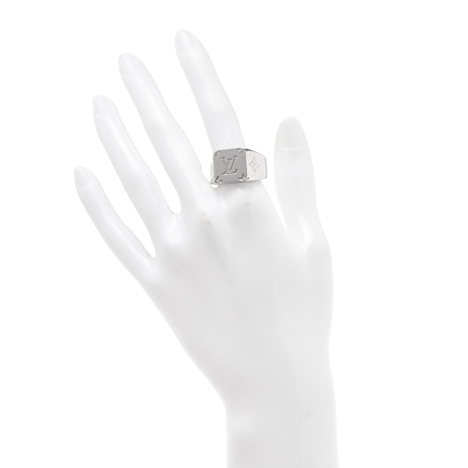 Louis Vuitton Monogram Signet Ring M Silver 2 of 6
