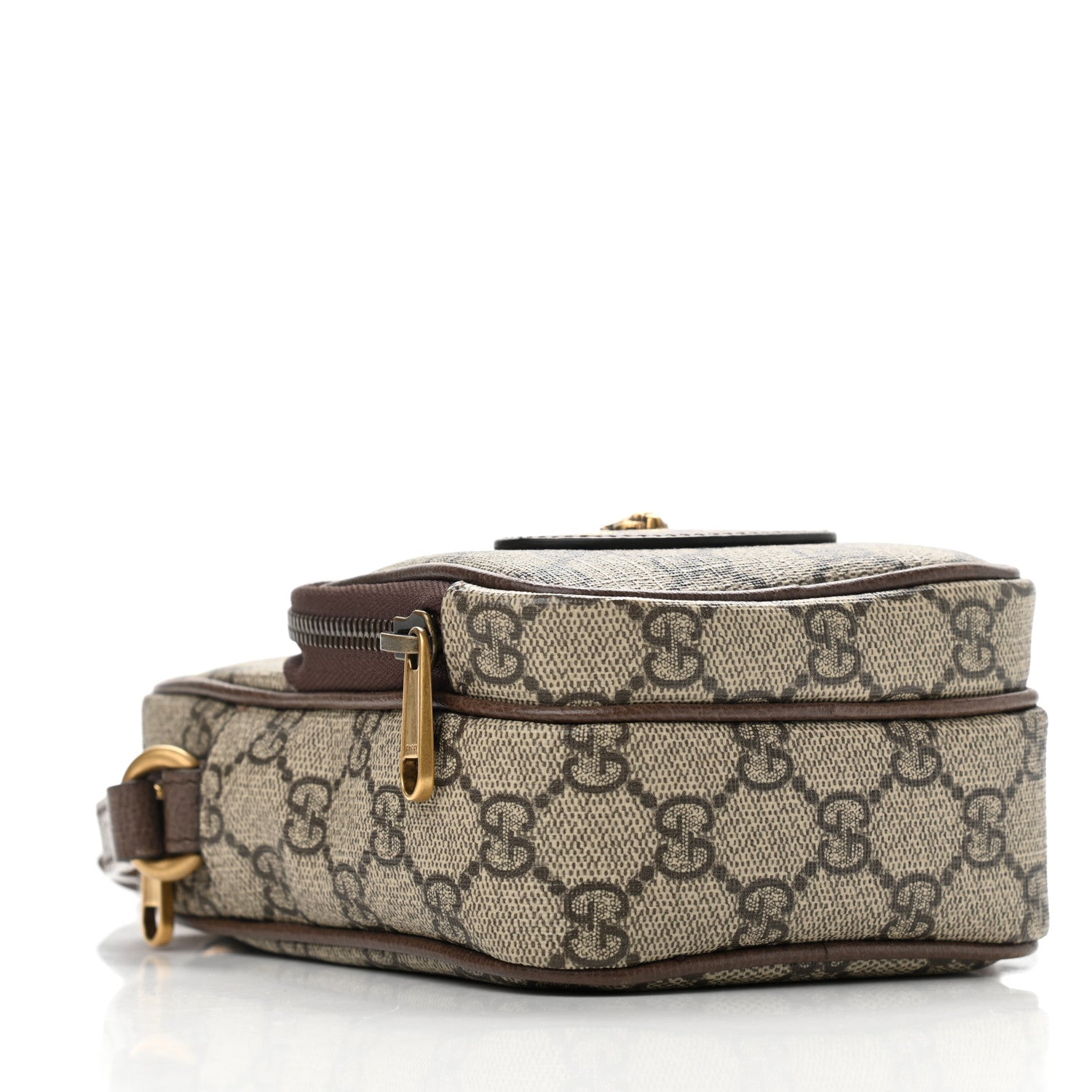 Gucci GG Supreme Monogram Mini Neo Vintage Double Zip Messenger Bag Beige New Acero Crop 9 of 12