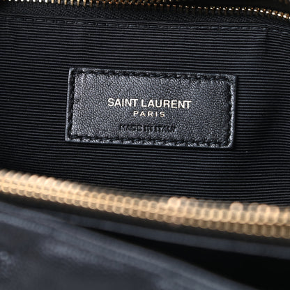 Saint Laurent Grain De Poudre Matelasse Chevron Monogram Shopping Bag Black 6 of 12