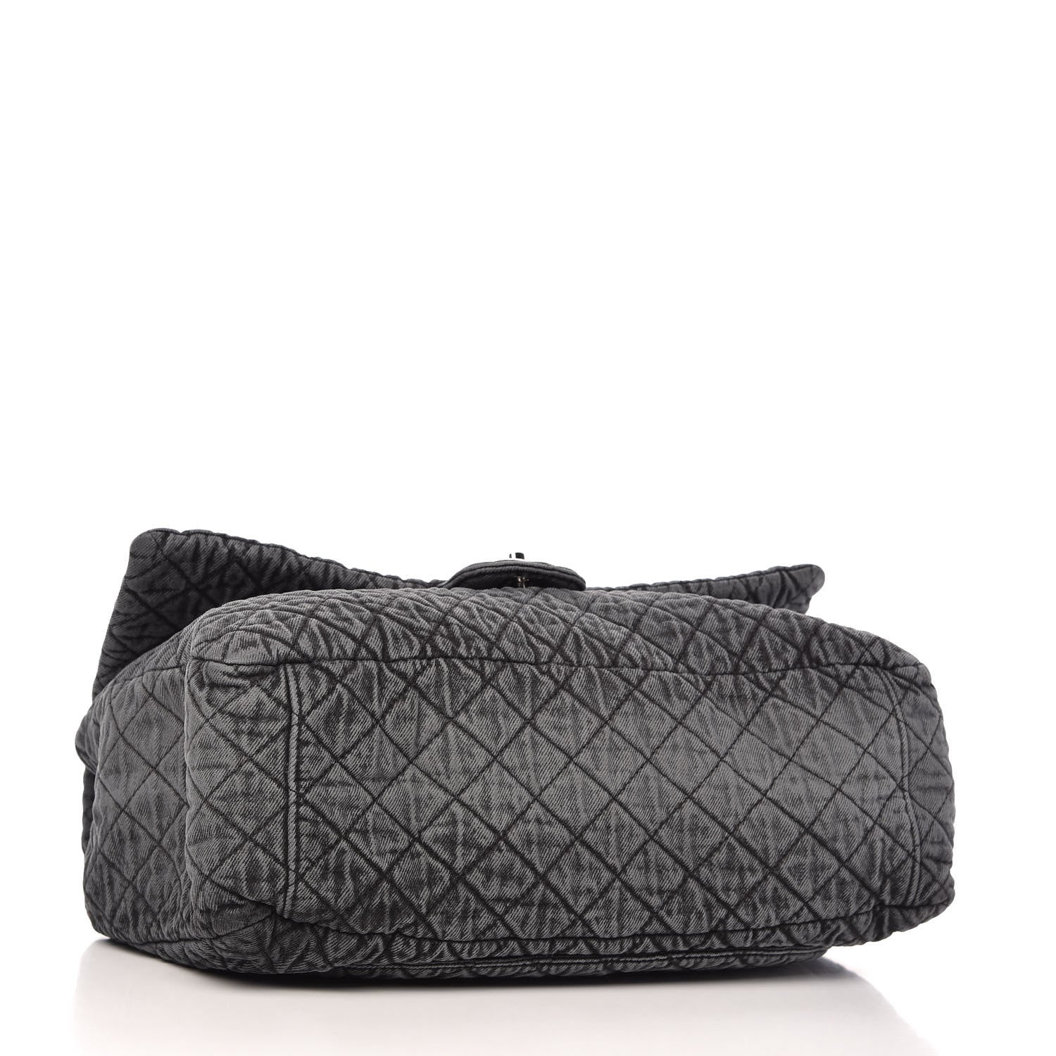 Chanel Denim Quilted Denimpression XXL Flap Grey Black 4 of 10