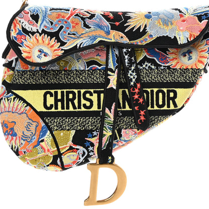 Christian Dior Canvas Embroidered Zodiac Fantastico Saddle Bag Black Multicolor 8 of 10