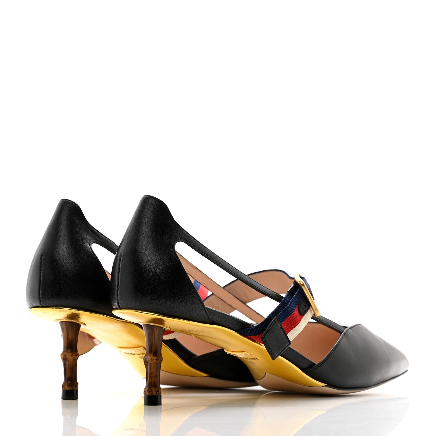 Gucci Malaga Kid Grosgrain Sylvie Web Bamboo Low Heel Pumps 40 Black 4 of 12