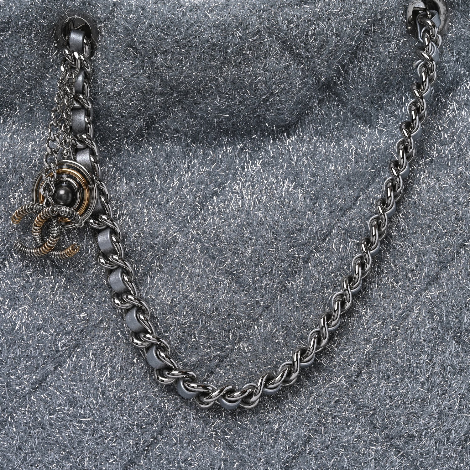 Chanel Knit Metallic Lambskin Large Shopping Tote Silver 7 of 10