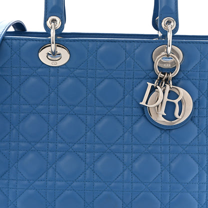 Christian Dior Lambskin Cannage Large Lady Dior Blue 8 of 11