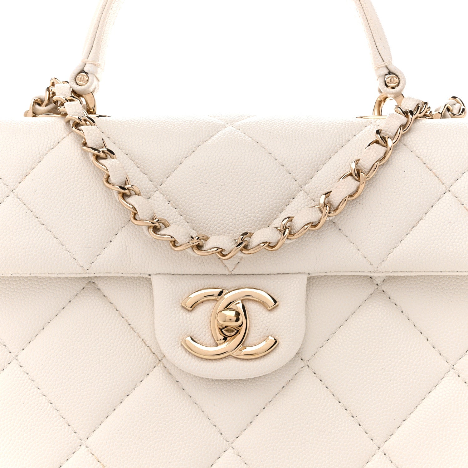 Chanel Caviar Quilted Mini Retro Twist Top Handle Flap White 8 of 14