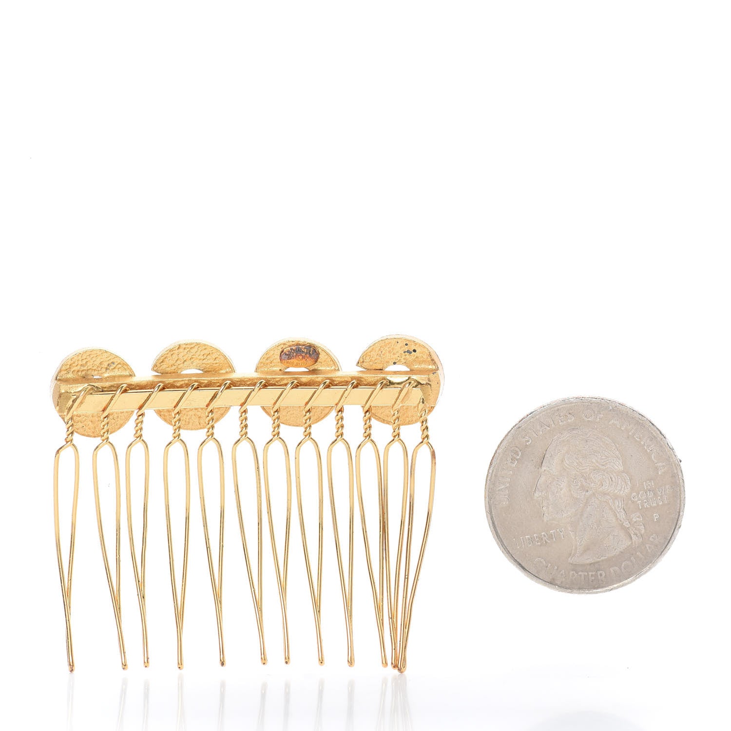 Chanel Resin Coco Hair Comb Gold Black 2 of 4