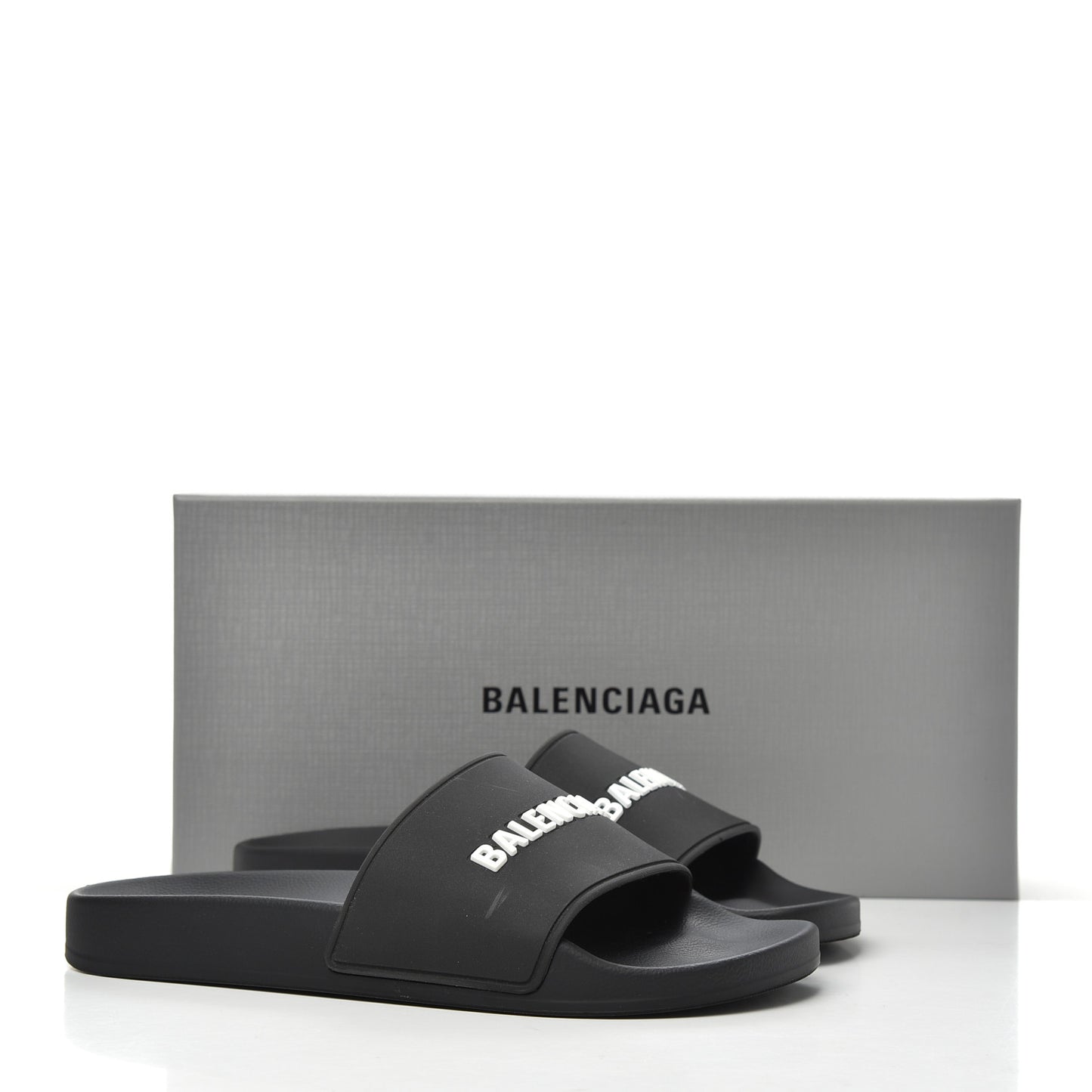 PVC Logo Womens Pool Slide Sandals 38 Black White
