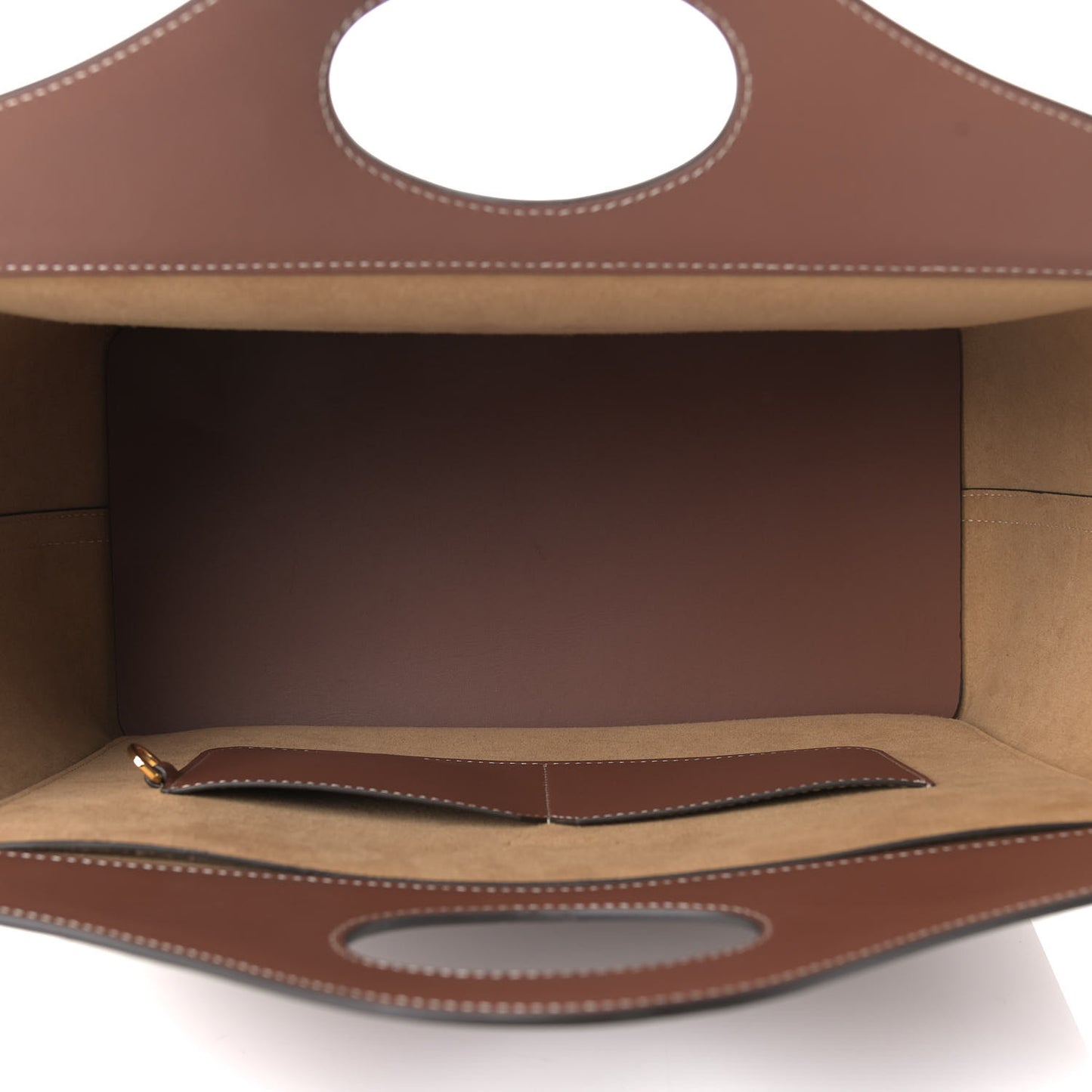 Soft Calfskin Small Pocket Tote Bag Tan