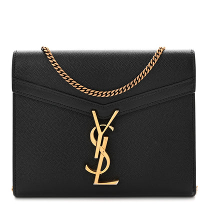 Saint Laurent Grain De Poudre Monogram Cassandra Chain Wallet Black 1 of 12