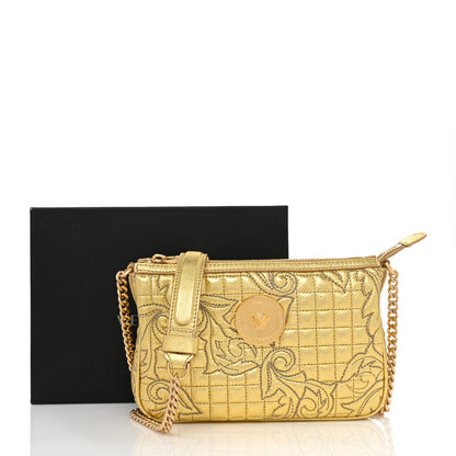 Versace Metallic Nappa Barocco Quilted Vanitas Chain Crossbody Bag Gold 9 of 9