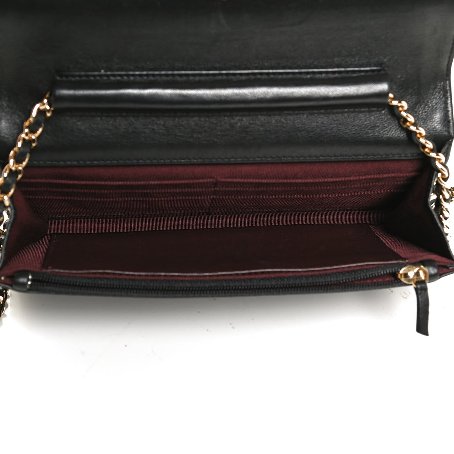 Lambskin Quilted Wallet On Chain WOC Black