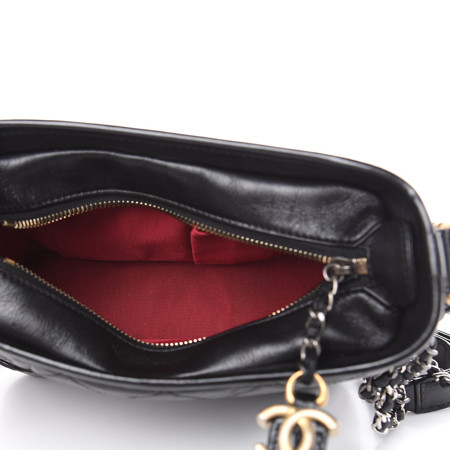 Chanel Aged Calfskin Quilted Charms Small Gabrielle Hobo Black 5 of 10