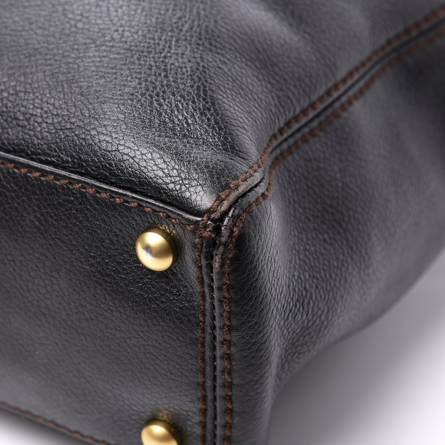 Calfskin Wood Chain Tote Black