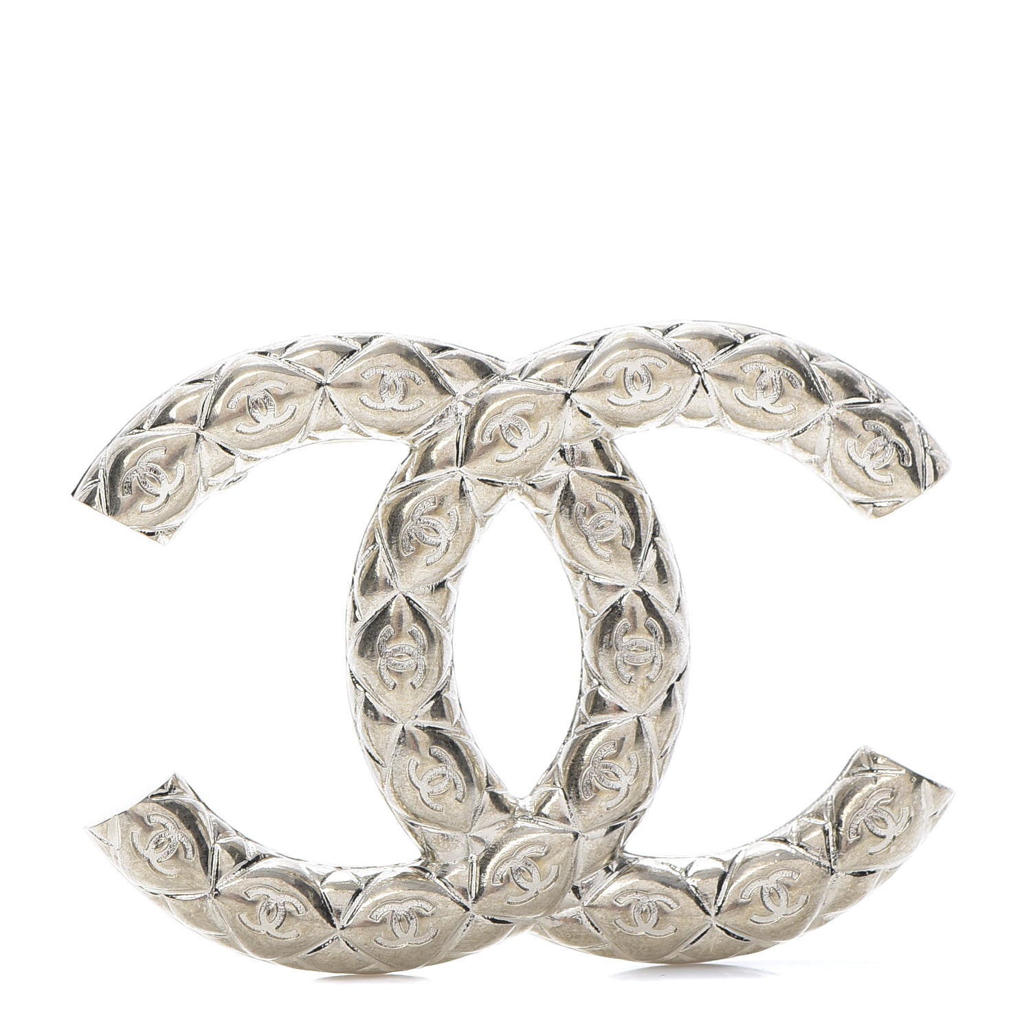 Chanel Metal CC Diamond Quilted Brooch Light Gold 1 of 5