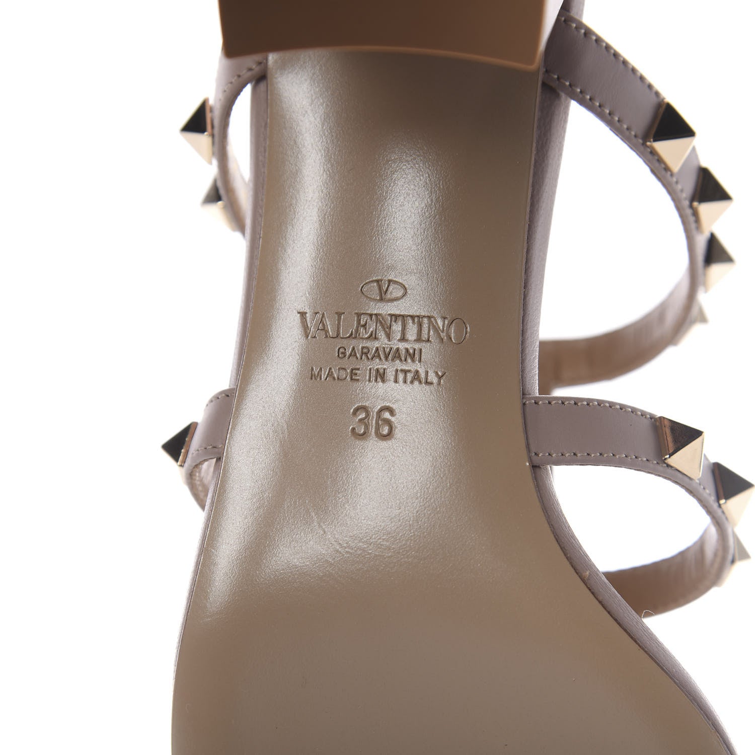 Valentino Garavani Calfskin Rockstud 60mm Caged Slide Sandals 36 Poudre 8 of 9
