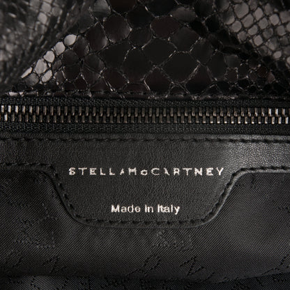Stella McCartney Metallic Faux Snakeskin Small Falabella Fold Over Tote Black 6 of 8