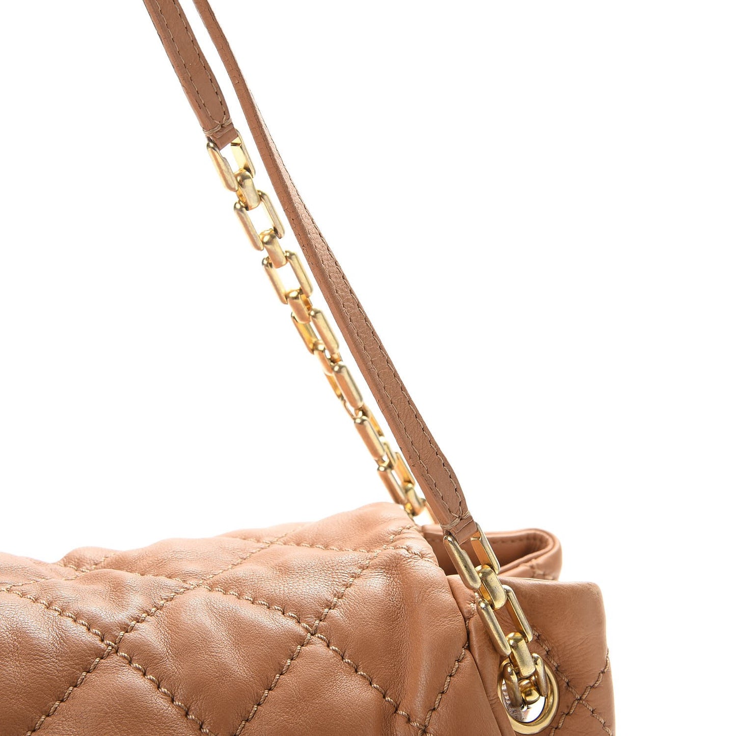 Calfskin Quilted Jumbo Retro Chain Accordion Flap Dark Beige