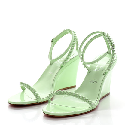 Christian Louboutin Patent Calfskin So Me Spike 85 Wedge Sandals 38 Studio Green 3 of 8