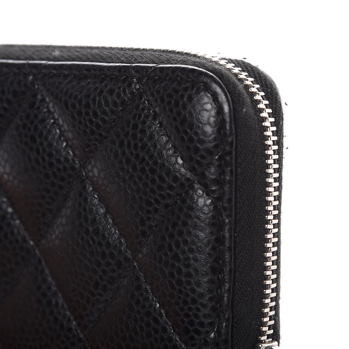 Caviar Quilted Zip Coin Purse Black