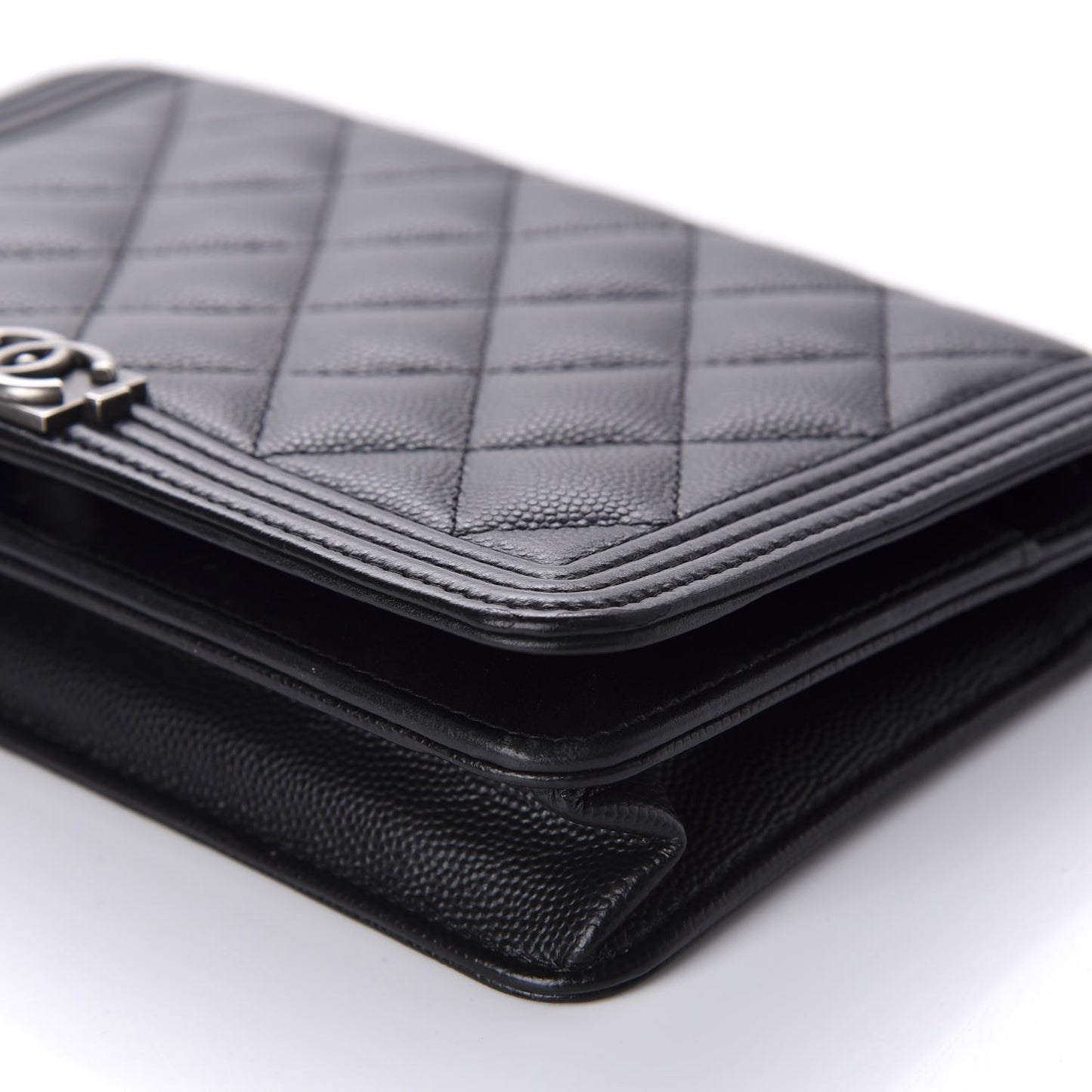Caviar Quilted Boy Wallet On Chain WOC Black