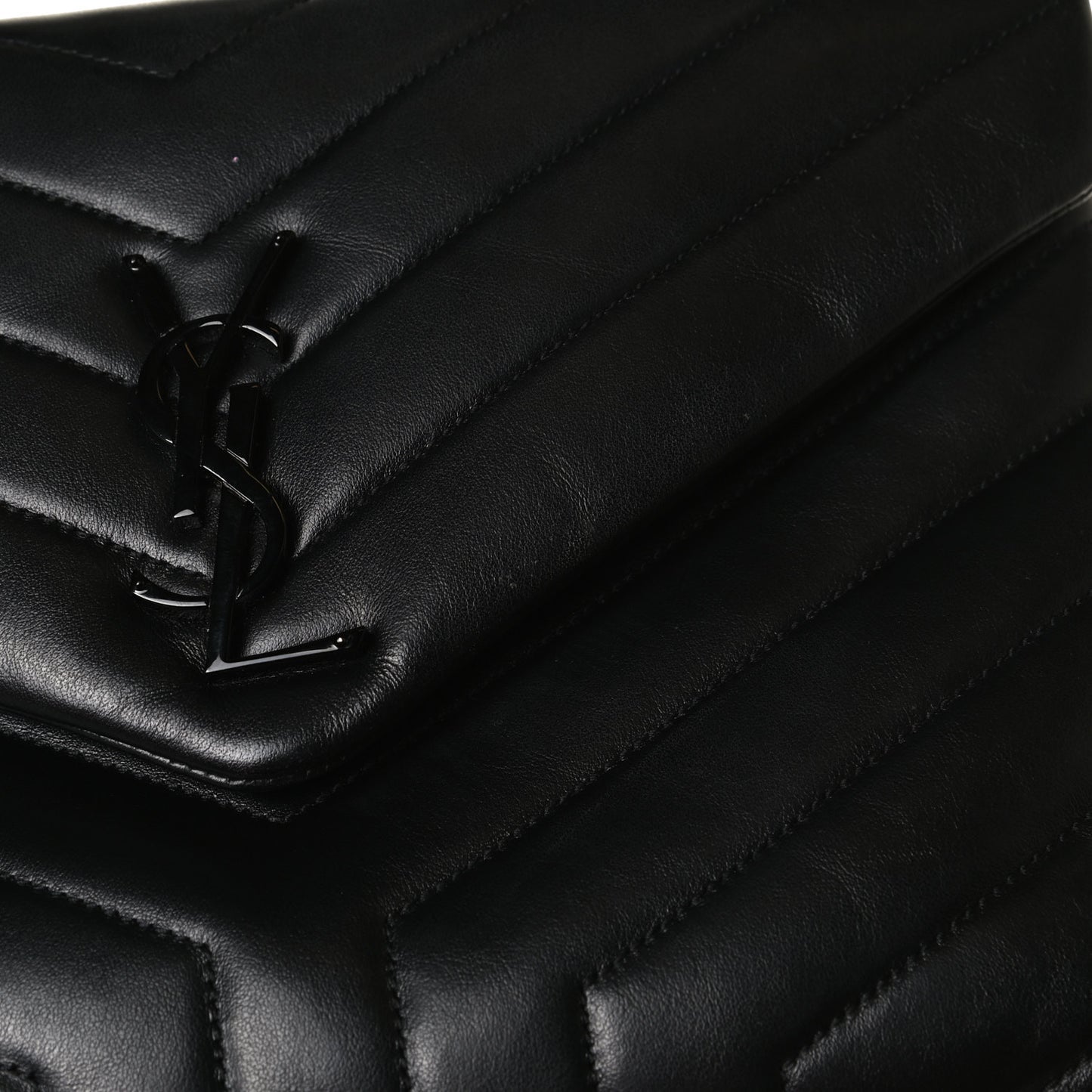 Calfskin Y Quilted Monogram Medium Loulou Chain Satchel Black