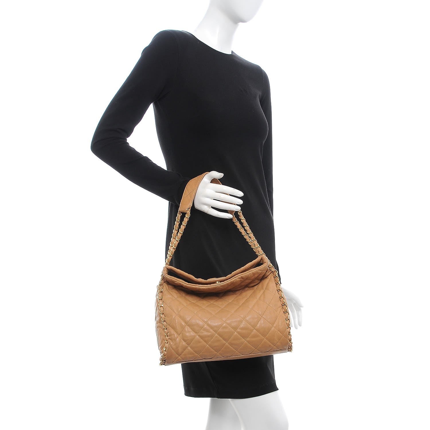 Chanel Calfskin Quilted Medium Chain Me Hobo Beige 2 of 14