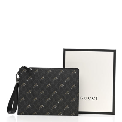 Gucci GG Supreme Monogram Tigers Zip Wristlet Pouch Black 8 of 8
