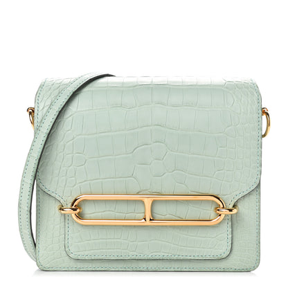 Hermes Matte Alligator Mini Sac Roulis Vert D’eau 1 of 9