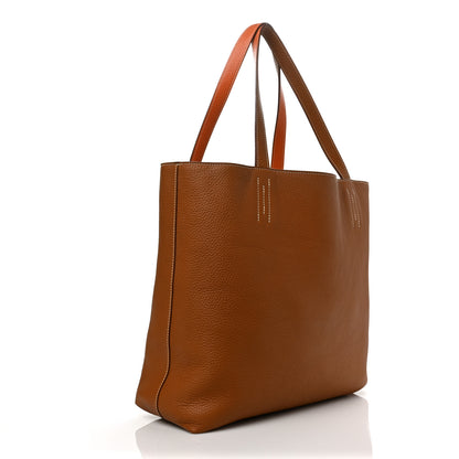 Hermes Taurillon Clemence Double Sens 45 Reversible Tote Orange Gold 3 of 17