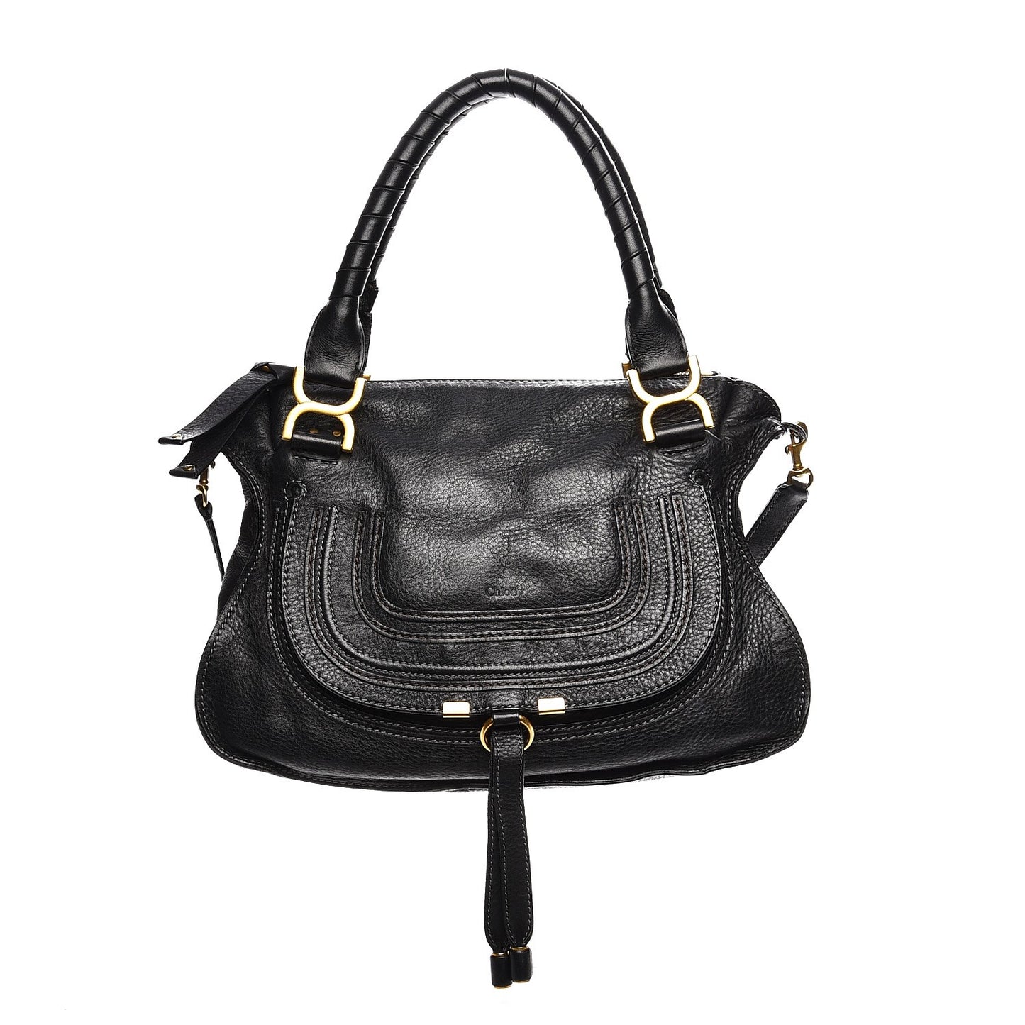 Calfskin Small Marcie Satchel Black