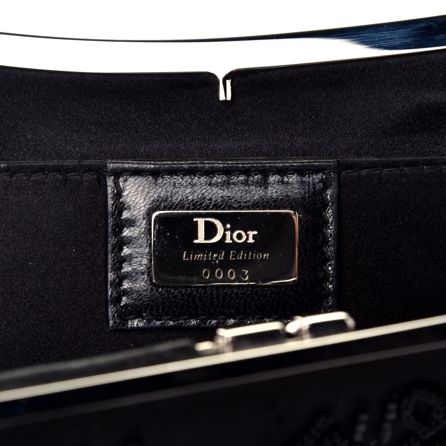 Christian Dior Satin Bead Embroidered Mini Frame Saddle Black 6 of 8