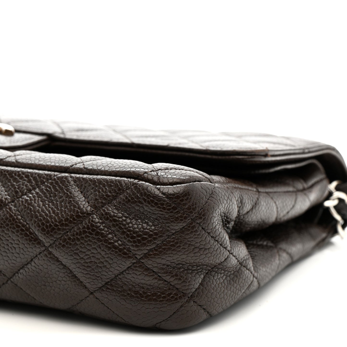 Caviar Quilted Medium Double Flap Brown