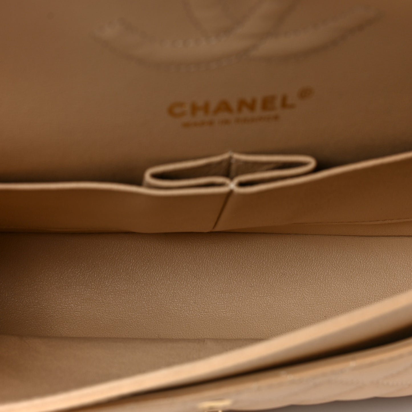 Caviar Quilted Medium Double Flap Beige