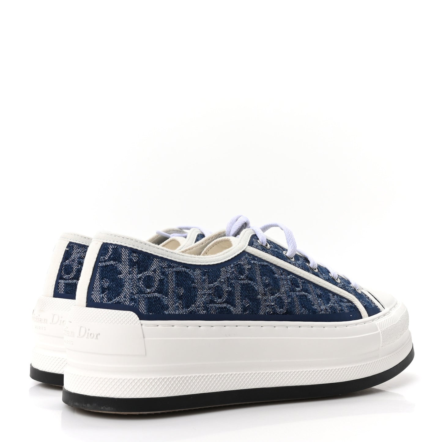 Denim Oblique Walk'N'Dior Low Top Sneakers 37.5 Blue