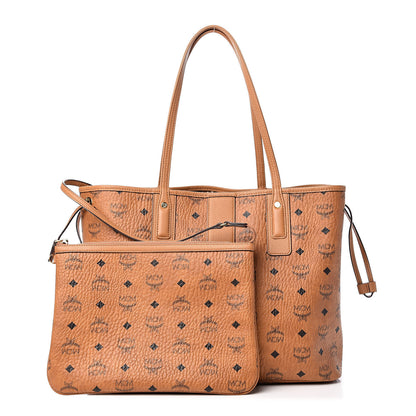 MCM Visetos Medium Liz Reversible Shopper Tote Cognac 4 of 16