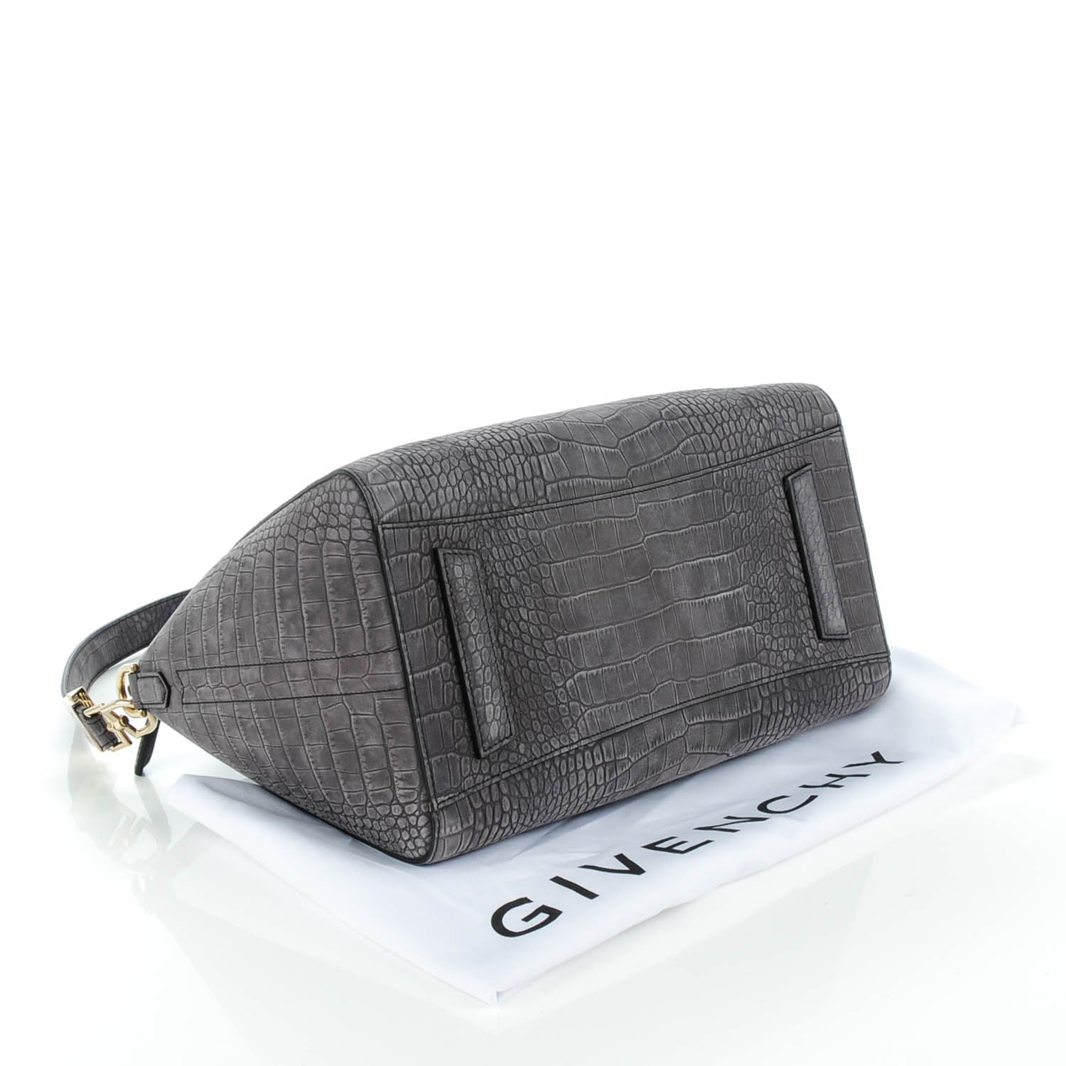 Givenchy Nubuck Crocodile Embossed Medium Antigona Dark Grey 4 of 7