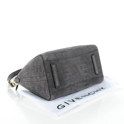 Givenchy Nubuck Crocodile Embossed Medium Antigona Dark Grey 4 of 7
