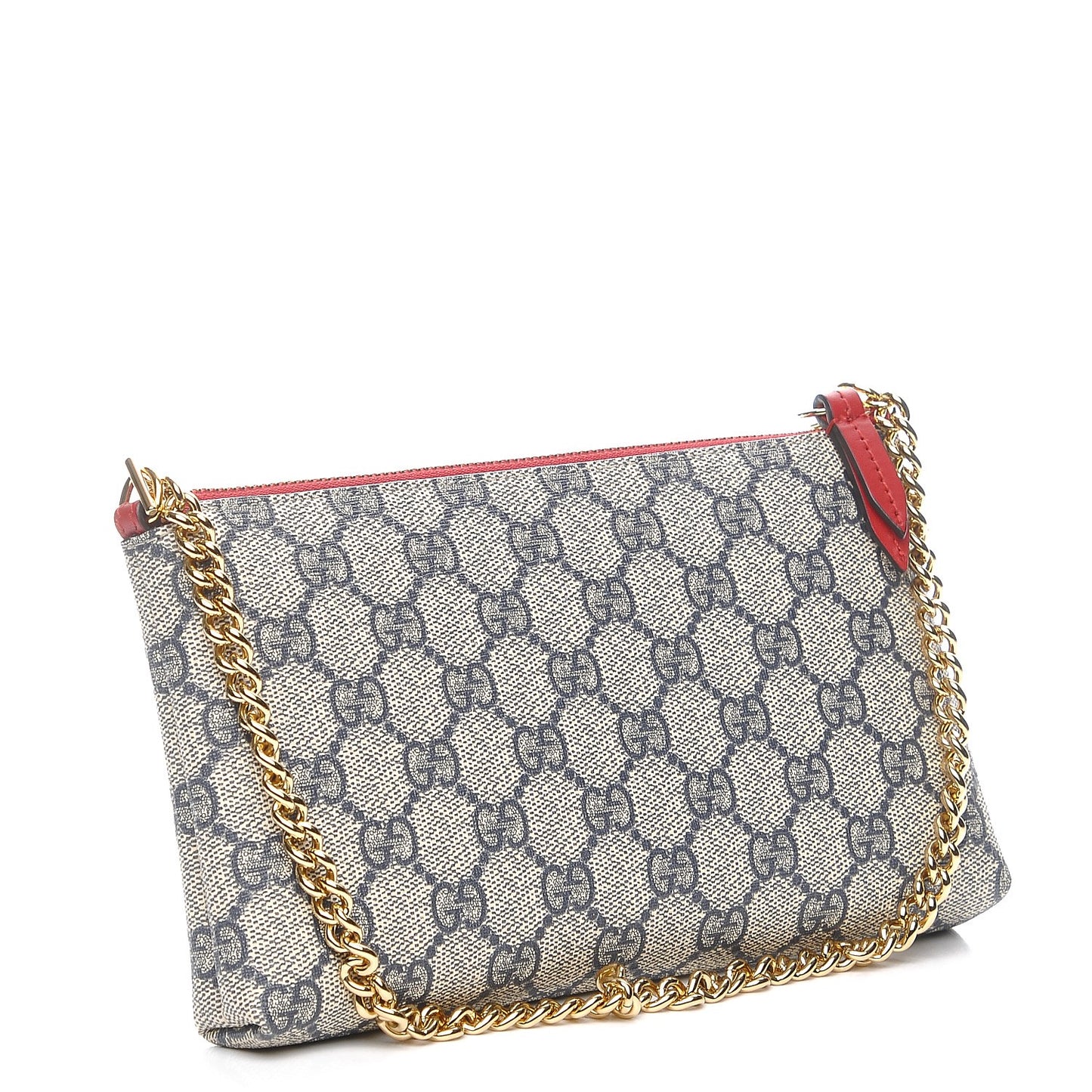 GG Supreme Monogram Wrist Wallet Beige Hibiscus Red