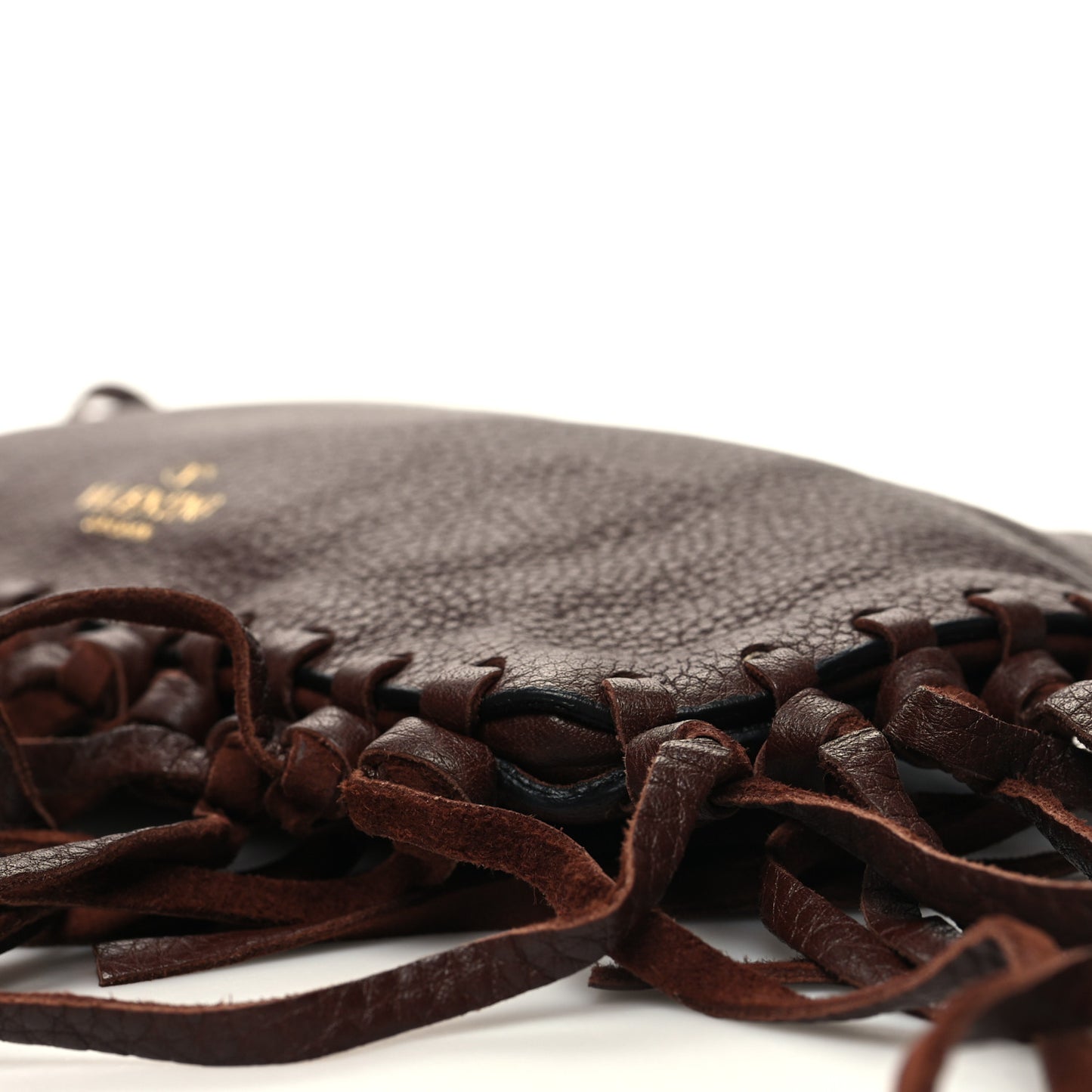 Calfskin C-Rockee Sagittarius Fringe Clutch Brown